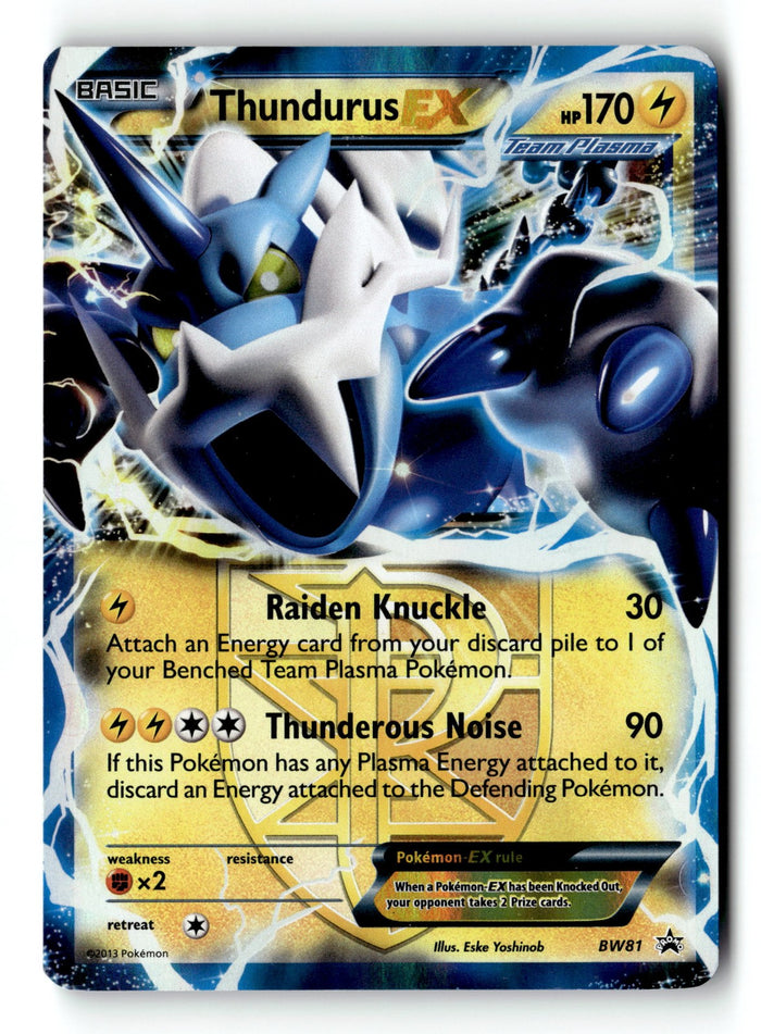 Pokemon Card Thundurus EX (Team Plasma) - Holo LP Black and White Promos BW81