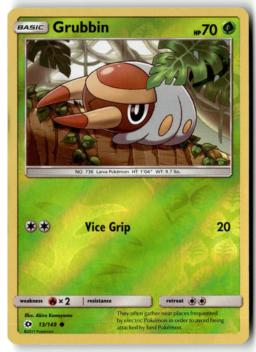 Pokemon Card Grubbin LP SM Base Set Reverse Holo Common 13/149