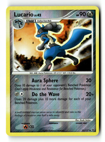 Pokemon Card Lucario LP Platinum Reverse Holo Uncommon 53/127