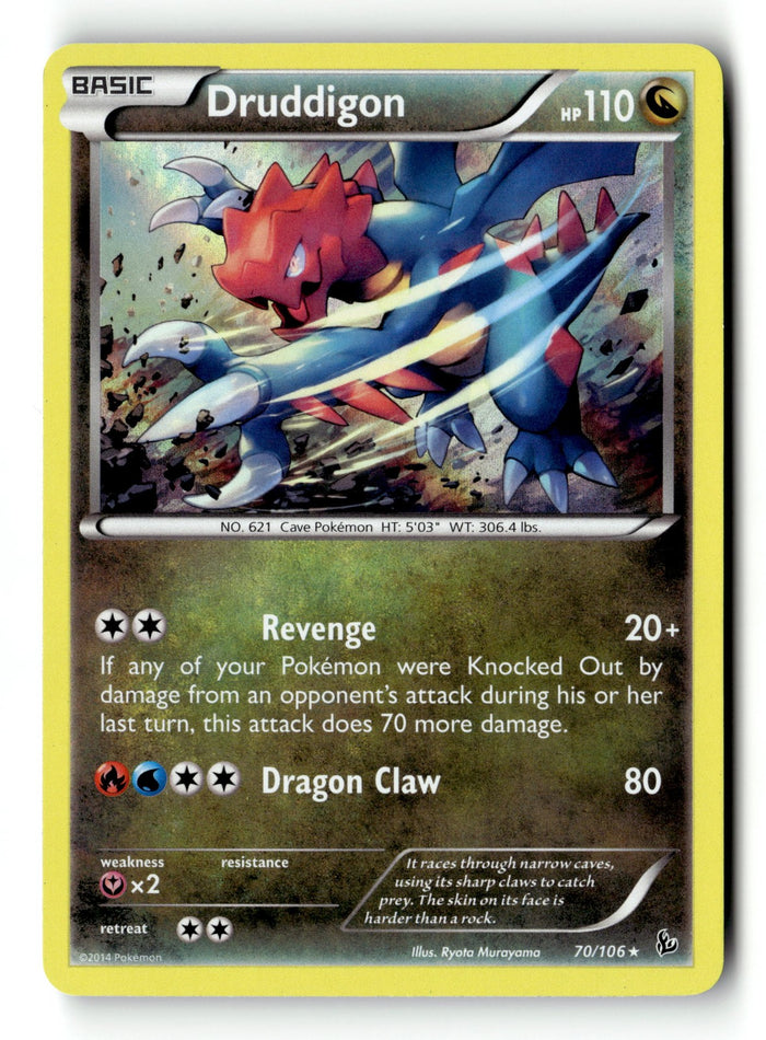 Pokemon Card Druddigon LP XY - Flashfire Holo Rare 70/106
