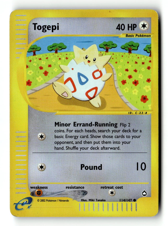Pokemon Card Togepi Reverse Holo LP Aquapolis 114/147