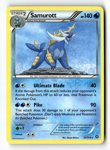 Pokemon Card Samurott LP XY - Steam Siege 32/114
