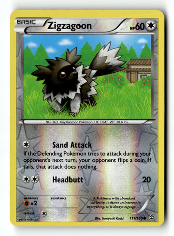 Pokemon Card Zigzagoon Reverse Holo LP XY - Primal Clash 111/160