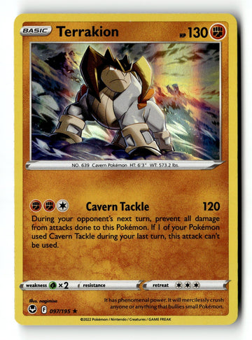 Pokemon Card Terrakion Holo LP SWSH12: Silver Tempest 097/195