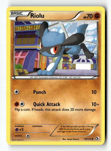 Pokemon Card Riolu Normal LP Legendary Treasures Uncommon 79/113