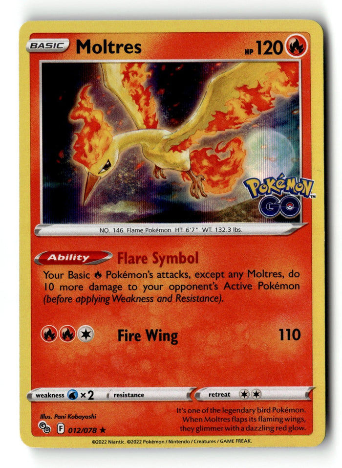 Pokemon Card Moltres Holo LP Pokemon GO 012/078