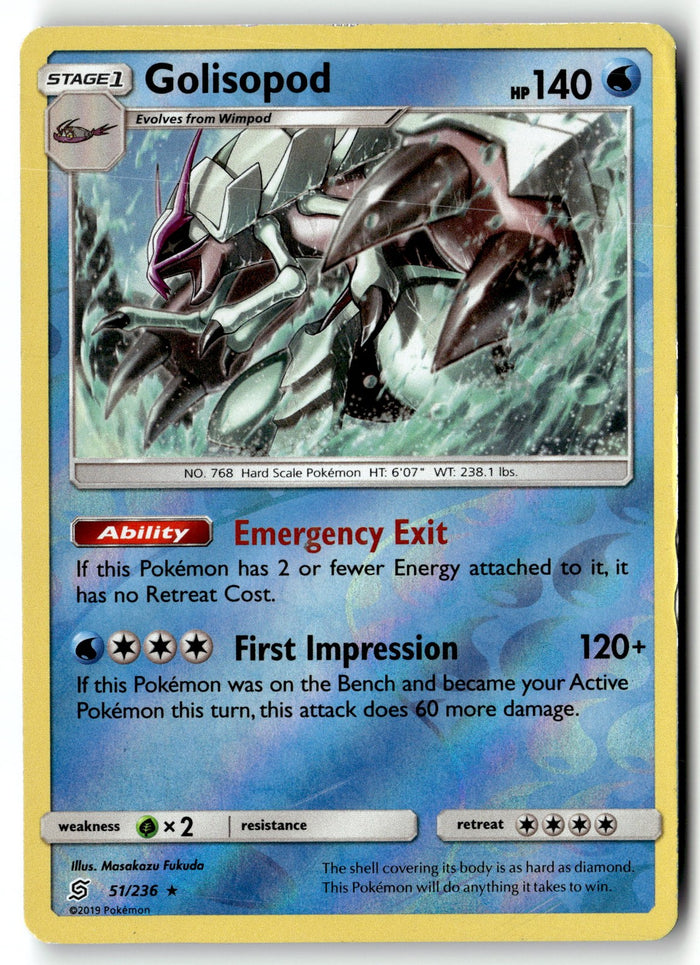 Pokemon Card Golisopod LP SM - Unified Minds Reverse Holo Rare 51/236