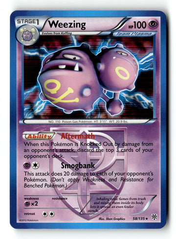 Pokemon Card Weezing (Team Plasma) Holo LP Plasma Storm 58/135