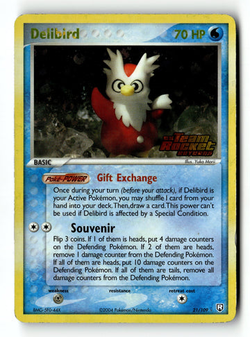 Pokemon Card Delibird LP Team Rocket Returns Reverse Holo Rare 21/109