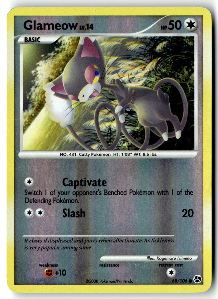 Pokemon Card Glameow LP Great Encounters Reverse Holo Common 68/106