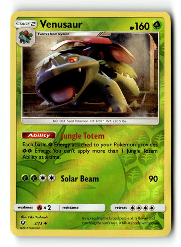 Pokemon Card Venusaur Reverse Holo LP Shining Legends 3/73