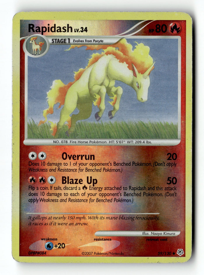 Pokemon Card Rapidash Reverse Holo LP Diamond and Pearl Uncommon 59/130