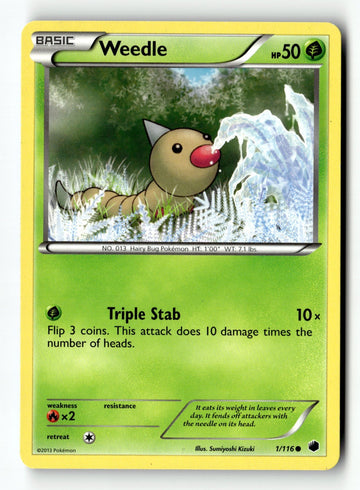 Pokemon Card Weedle LP Plasma Freeze 1/116