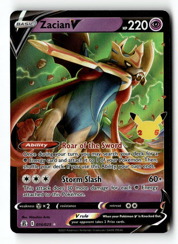 Pokemon Card Zacian V Holo LP Celebrations 016/025