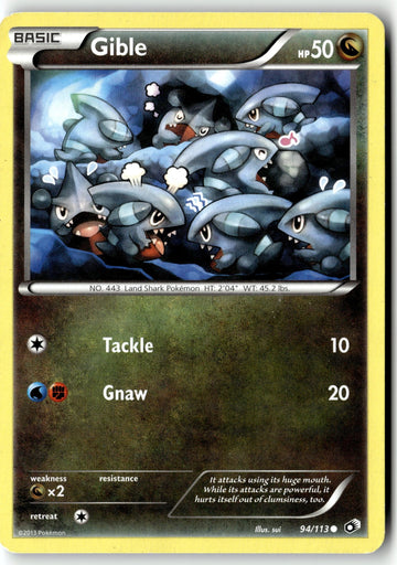 Pokemon Card Gible LP Legendary Treasures Common 94/113