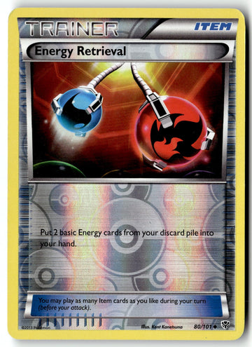 Pokemon Card Energy Retrieval LP Plasma Blast Reverse Holo Uncommon 80/101