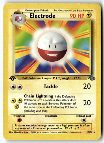 Pokemon Card Electrode (18) LP Jungle 1st Edition Rare 18/64 MISPRINT