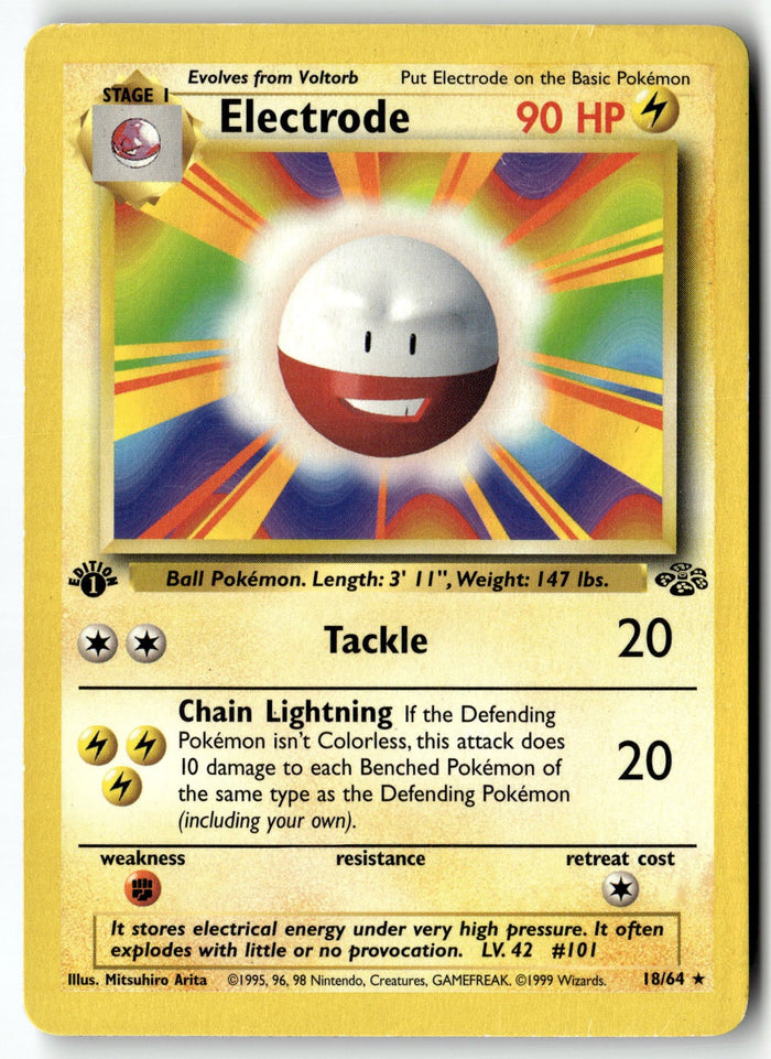 Pokemon Card Electrode (18) LP Jungle 1st Edition Rare 18/64 MISPRINT