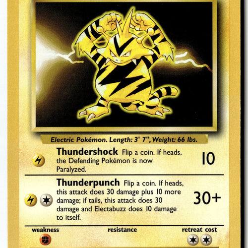 Pokemon Card Electabuzz LP Base Set Rare 020/102