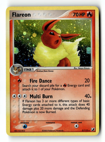 Pokemon Card Flareon LP Unseen Forces Holo Rare 5/115