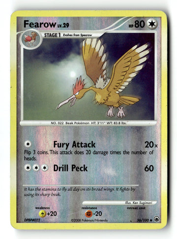 Pokemon Card Fearow LP Majestic Dawn Reverse Holo Uncommon 36/100