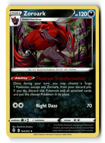 Pokemon Card Zorua LP SWSH07: Evolving Skies 102/203