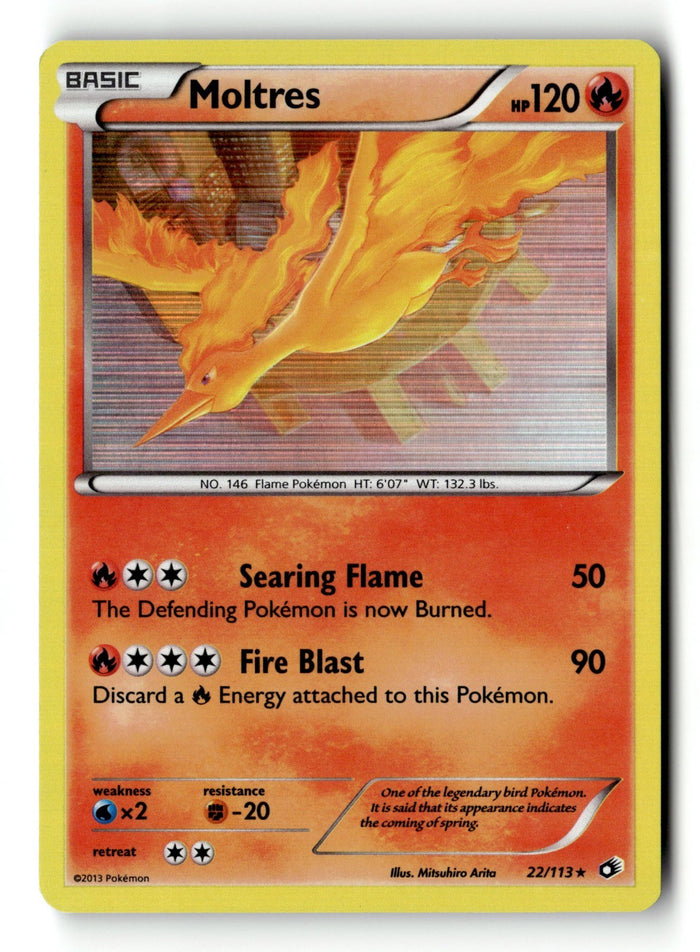 Pokemon Card Moltres Holo LP Legendary Treasures 22/113