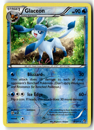 Pokemon Card Glaceon LP XY - Furious Fists Reverse Holo Rare 19/111