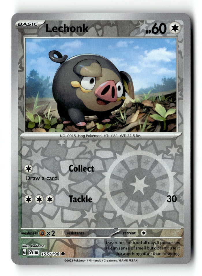 Pokemon Card Lechonk - LP Scarlet & Violet Base Set Reverse Holo Common 155/198