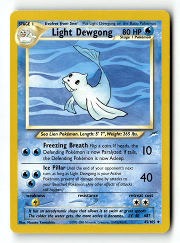 Pokemon Card Light Dewgong LP Neo Destiny Uncommon 45/105