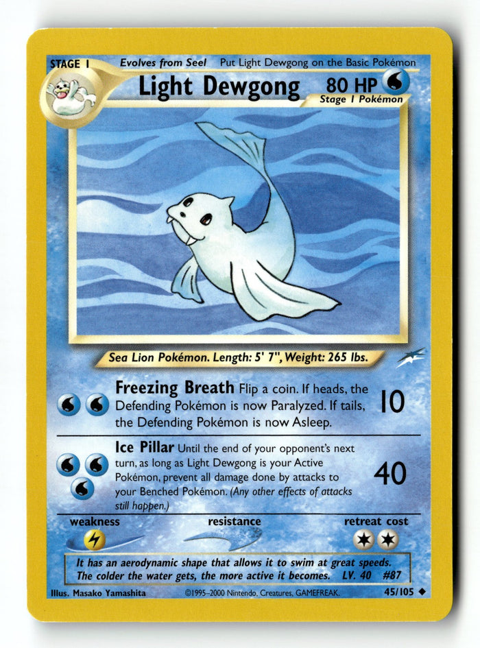 Pokemon Card Light Dewgong LP Neo Destiny Uncommon 45/105