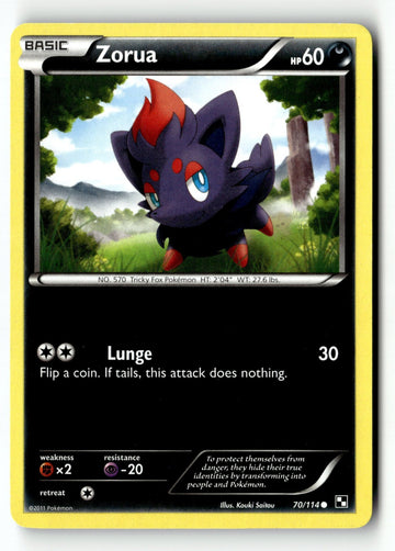 Pokemon Card Zorua LP Black and White 70/114