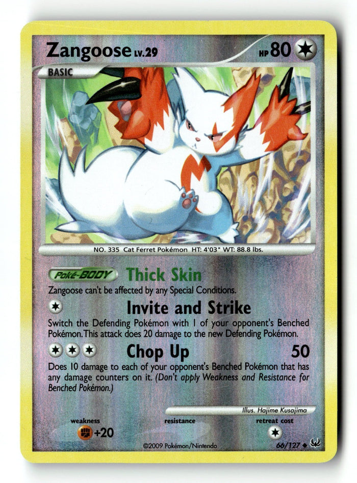Pokemon Card Zangoose Reverse Holo LP Platinum 66/127