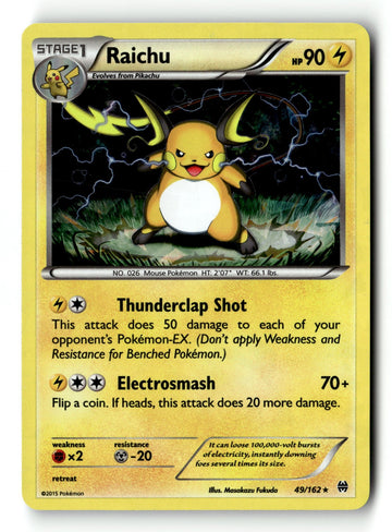 Pokemon Card Raichu - XY BREAKthrough Cracked Ice Holo LP Rare 49/162