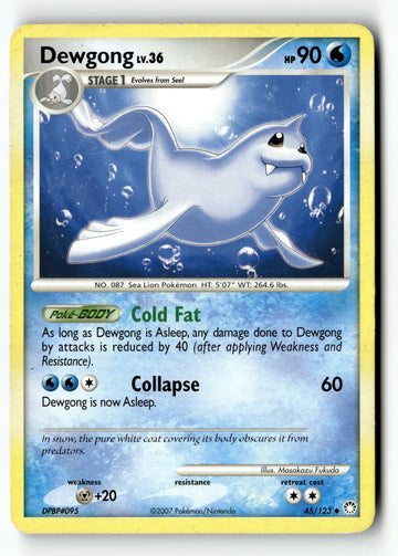 Pokemon Card Dewgong LP Mysterious Treasures Uncommon 45/123