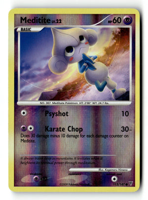 Pokemon Card Meditite Reverse Holo LP Supreme Victors 113/147