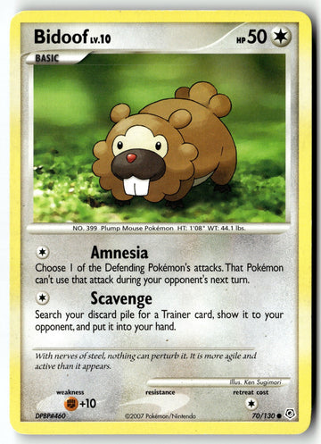 Pokemon Card Bidoof LP Diamond and Pearl Common 70/130