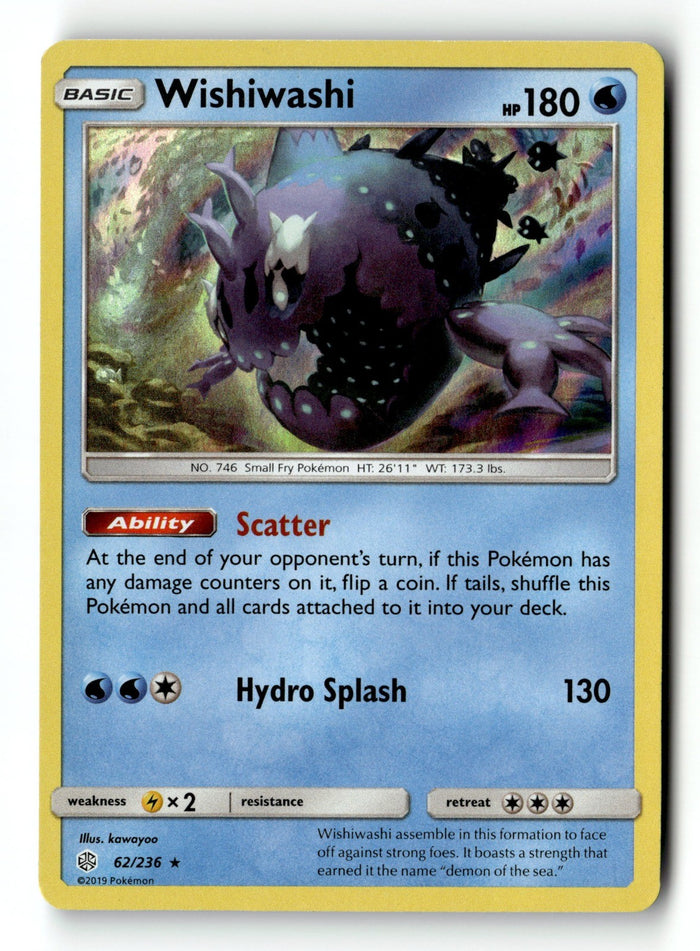 Pokemon Card Wishiwashi Holo LP SM - Cosmic Eclipse 62/236