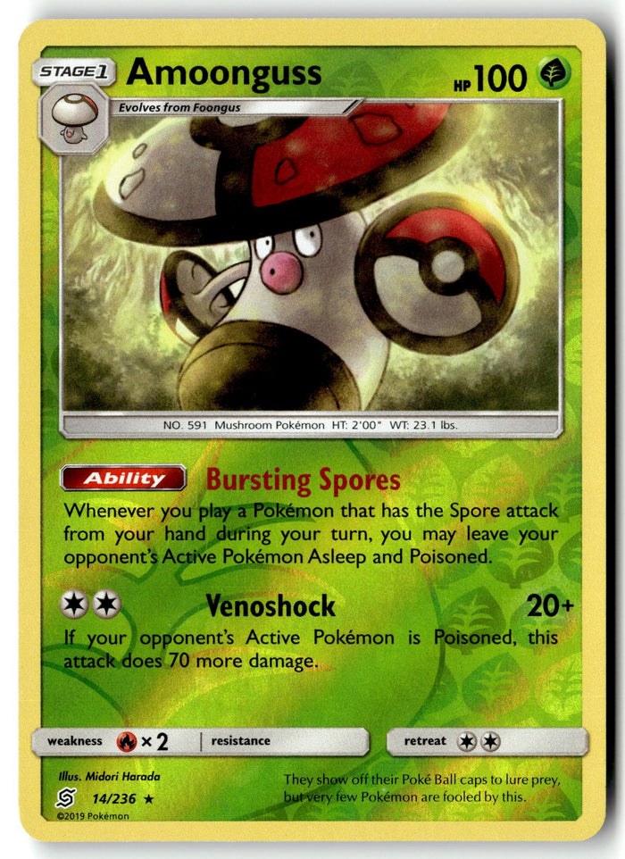 Pokemon Card Amoonguss LP SM - Unified Minds Reverse Holo Rare 14/236
