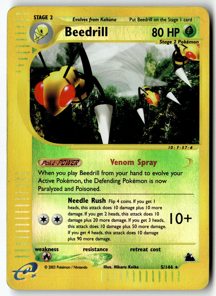 Pokemon Card Beedrill (5) LP Skyridge Reverse Holo Rare 005/144