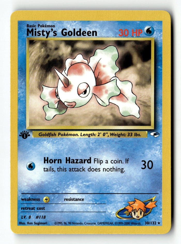 Pokemon Card Misty's Goldeen (30) 1st Edition LP Gym Heroes 030/132