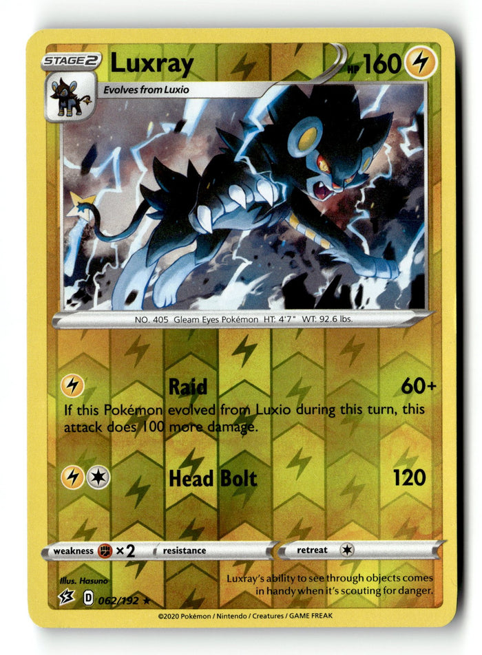 Pokemon Card Luxray LP SWSH02: Rebel Clash Reverse Holo Rare 062/192