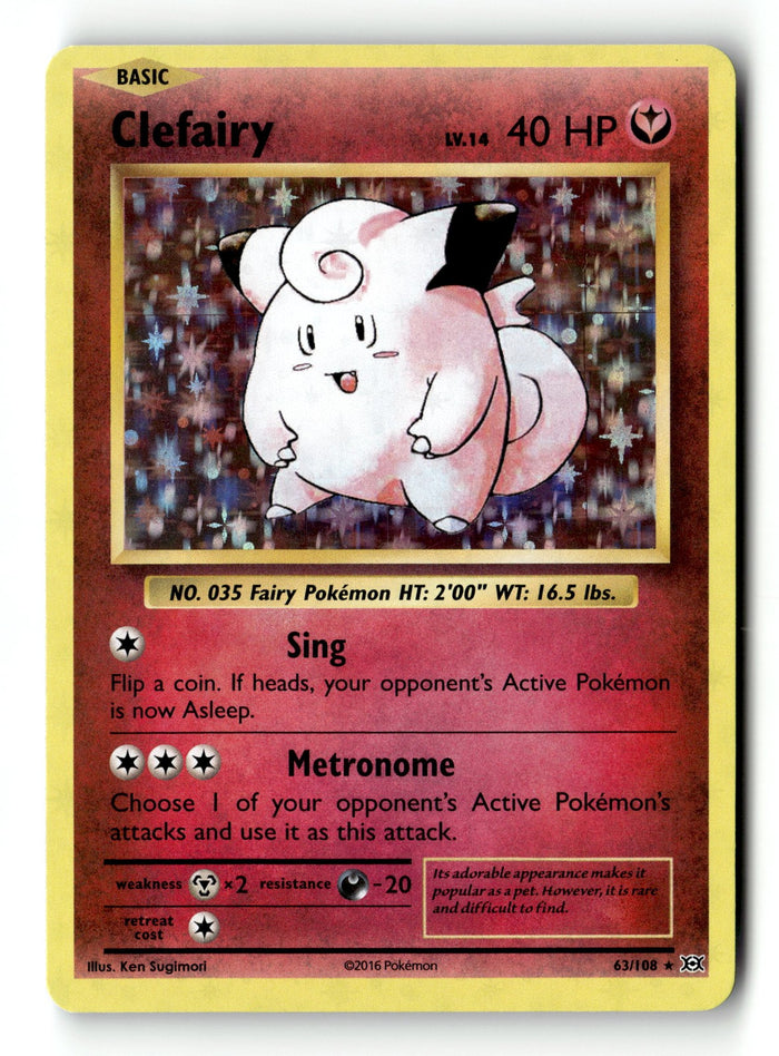 Pokemon Card Clefairy LP XY - Evolutions Holo Rare 63/108