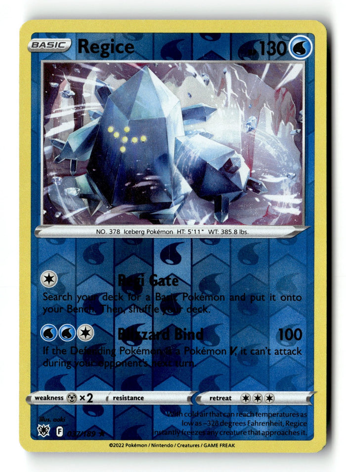 Pokemon Card Regice Reverse Holo LP SWSH10: Astral Radiance Rare 037/189