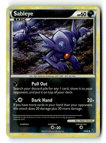 Pokemon Card Sableye Reverse Holo LP Undaunted 35/90
