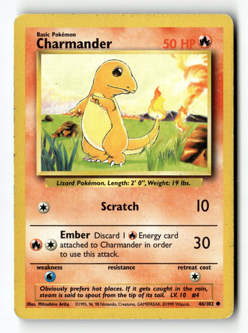 Pokemon Card Charmander LP Base Set Common 46/102