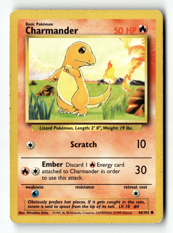 Pokemon Card Charmander LP Base Set Common 46/102