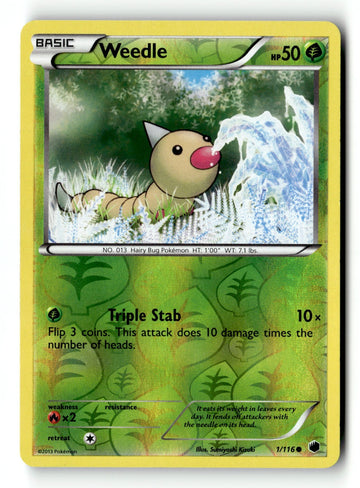 Pokemon Card Weedle Reverse Holo LP Plasma Freeze 1/116