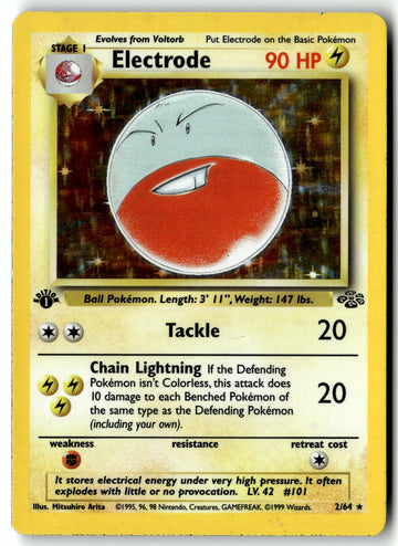 Pokemon Card Electrode (2) LP Jungle Holo 1st Edition Rare 2/64