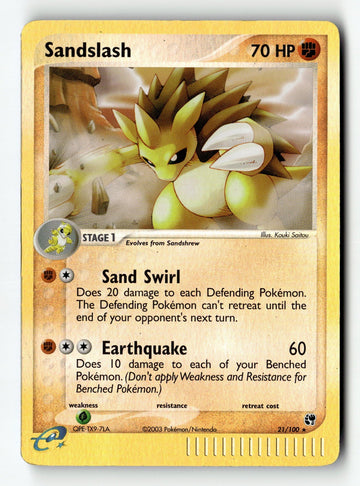 Pokemon Card Sandslash Reverse Holo LP Sandstorm 21/100
